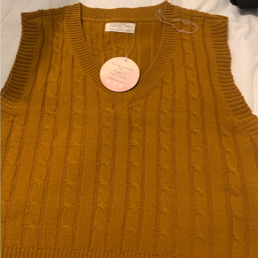 Mustard Cable Knit Sweater Vest